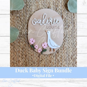 Enten Baby SVG Bundle | Gans Kindergarten SVG | Baby-Dusche-Datei | Enten-Baby-Datei | Gans Namensschild Digitale Datei | Baby SVG | Dummer Gans