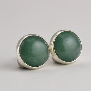 aventurine 8mm sterling silver stud earrings