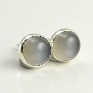 Silver moonstone 6mm sterling silver stud earrings pair