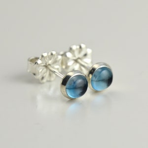 london blue topaz 3mm 4mm sterling silver stud earrings pair