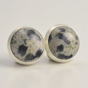 dalmatian jasper 8mm 10mm sterling silver stud earrings