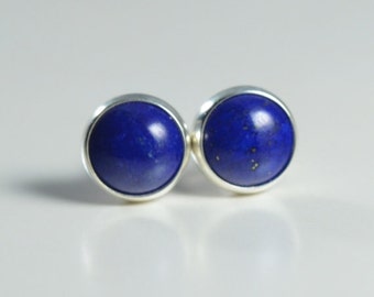 lapis lazuli 3mm 4mm 5mm 6mm sterling silver stud earrings pair