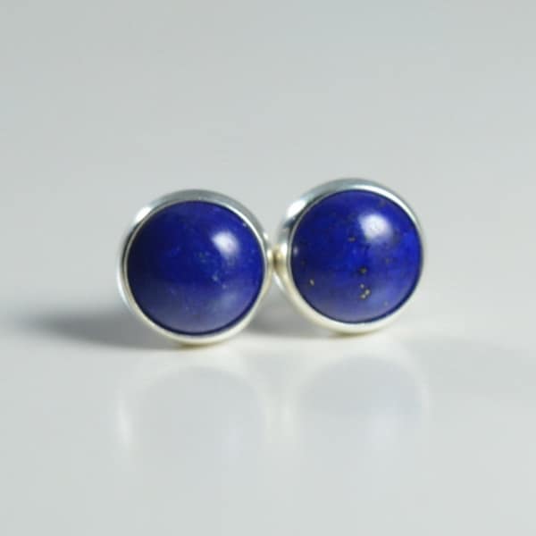 lapis lazuli 3mm 4mm 5mm 6mm sterling silver stud earrings pair