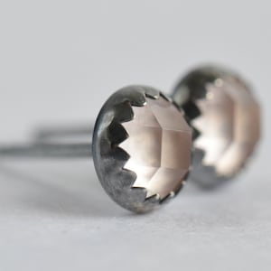 rose quartz 5mm checkerboard cut sterling silver stud earrings pair
