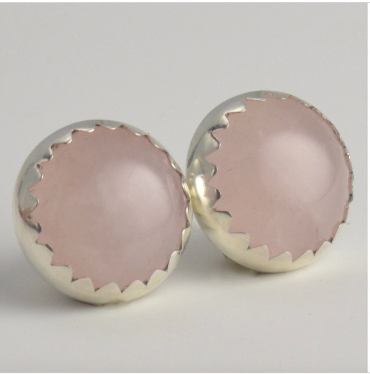 Natural Rose Quartz Ball Stud Earrings – Sterling Silver .925 – Choose 6, 8, Or 10mm