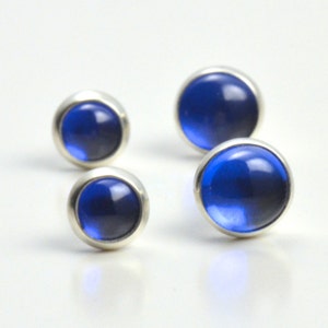 blue lab spinel sapphire 3mm 4mm 5mm 6mm sterling silver stud earrings pair