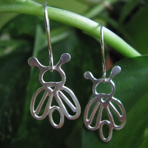 Sterling Silver Beetle Earrings: Hand Fabricated Insect Jewelry