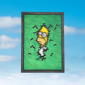 Laser Cut Layered Wall Art - Wood Layered Wall Hanging - Homer Hedge Meme  - Homer in the Bush Decor - The Simpsons Office Decor Wall Art