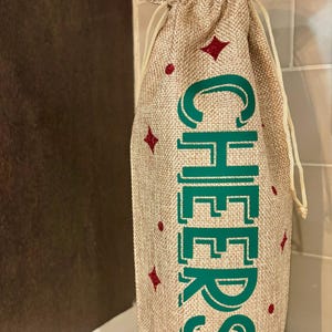 Handgemachte Wein Geschenk Tasche | Wiederverwendbarer Wein | Perfekt für Weihnachten, Hochzeiten, Geburtstage und besondere Anlässe | Prost | Trinkt, trinkt & seid fröhlich
