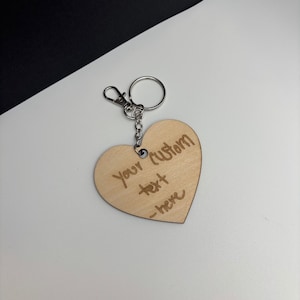 Custom Engraved Wood Heart Keychain – Personalized Gift for Loved Ones – Bag Tag – Monogram – Custom Name – Personal Handwriting