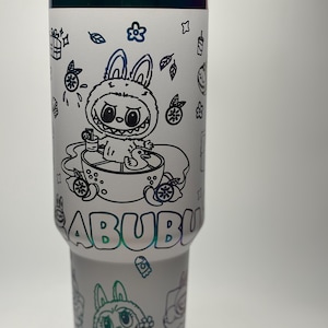Laser Engraved Labubu Tumbler 40oz: Insulated Stainless Steel Cup