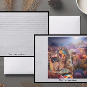 Carte postale, carte papeterie en collage "Une vie en couleurs"