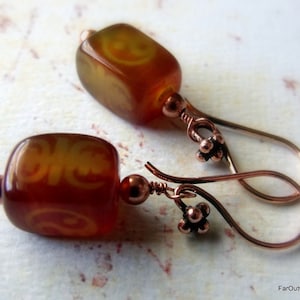 Harmonious Glass Yin Yang Earrings in Shiny Copper