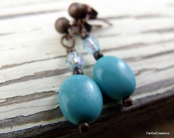 Turquoise Earrings with Antiqued Copper Posts