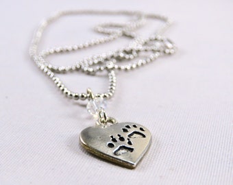 Paw Print Necklace, Pet Lover Necklace, dog lover necklace cat lover necklace