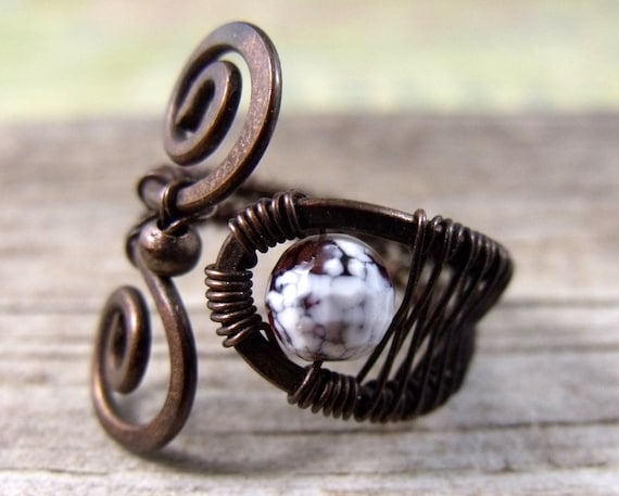 Copper Ring with Honeyed Agate Stone