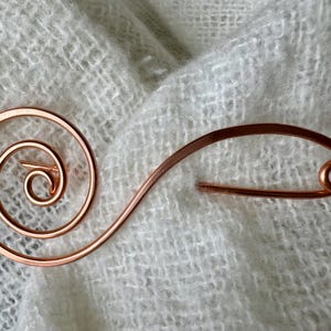 Handcrafted Celtic Fibula Brooch in Copper, Cloak Pin