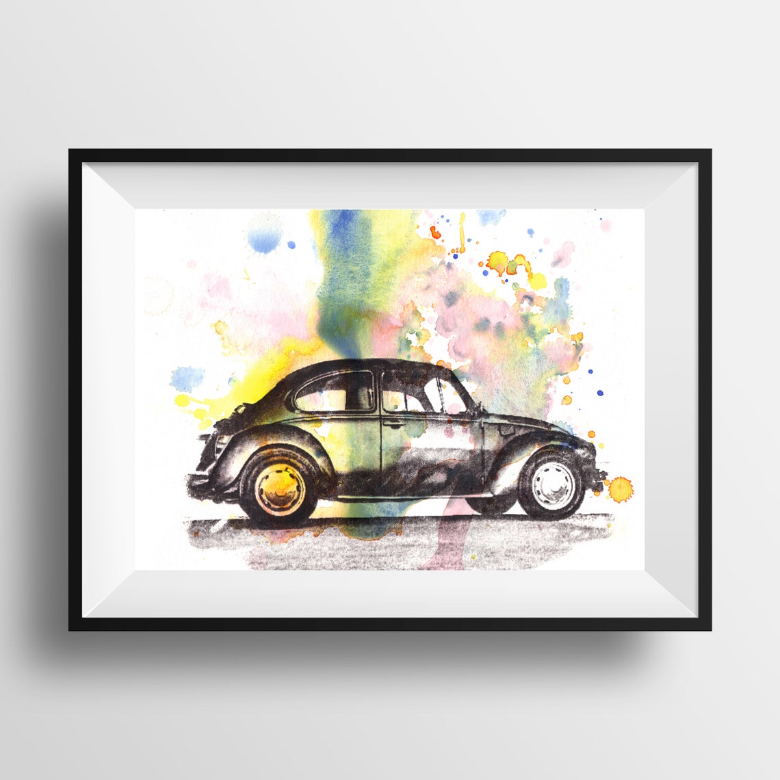 Retro Vintage Art Volkswagen Vw Beetle Art Print From Original Etsy
