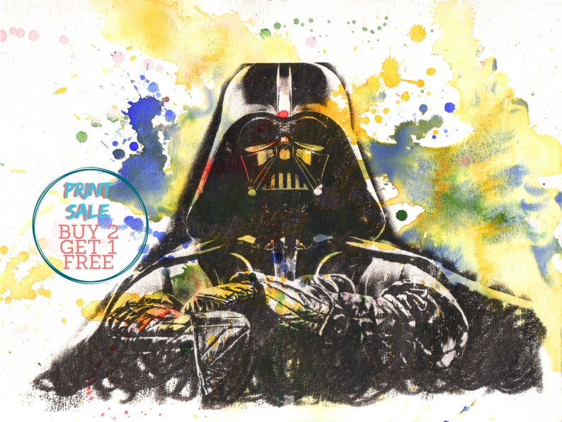 Movie Splatter Star Wars illustration Wall Art ART PRINT Darth Vader