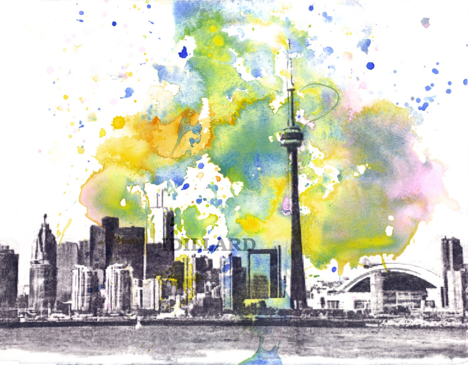 Toronto Skyline Art Print From Original Watercolor Painting Etsy