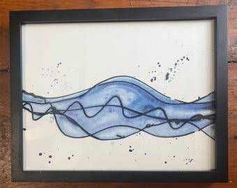 Obra de arte original 'Sonido de chapoteo' / Acuarela de técnica mixta sobre lienzo, 11x14 pulgadas.