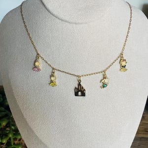 Dainty Disney Princess & Castle Charm Necklace