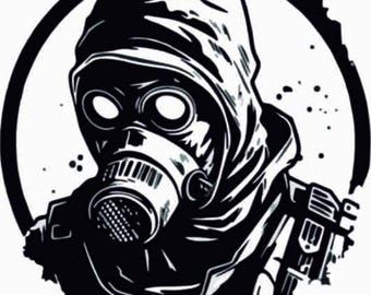 Pegatina de soldado con máscara de gas de S.T.A.L.K.E.R.: Calcomanía de Warzone (SVG, PNG)