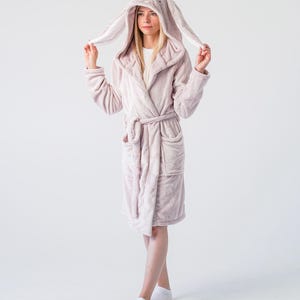 Soft Bathrobe Women and Youth Sizes Matching Family Bathrobe Plush Bunny Hooded Robe Warm Plush Unicorn Robe Gift for Her Birthday Gift