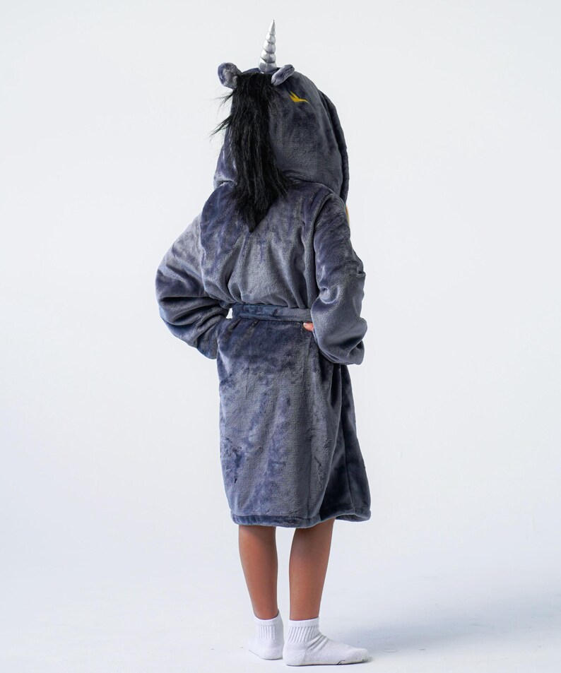 Grey Kids Robe Bathrobe for Kids and Family, Children Robe: Cozy Fleece Robe With Hood ...