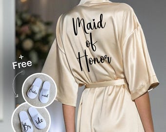 Maid Of Honor Personalized Robe, Custom Bride Robe, Bachelorette Party, Wedding Robes, Birthday Robes, Bridesmaid Gift, Monogram Bridal Robe