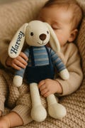 Personalised Bunny, Handmade Bunny Plush: Thoughtful Baby Shower Present with Custom Embroidery. Best Baby Gift