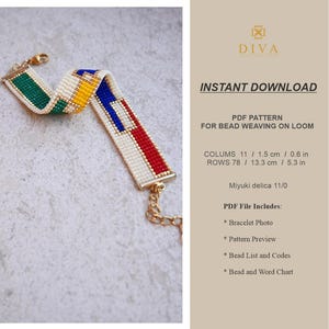 Geometric Loom Bracelet Pattern, Miyuki Delica Pattern, Digital Download PDF file