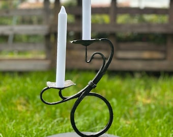 Hand forged candlestick holder