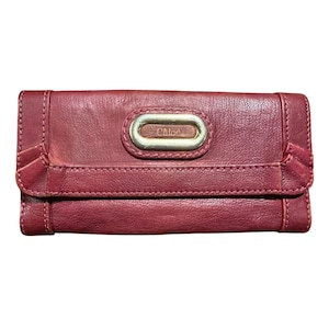 Carteira Chloé Burgundy Leather Snap Fecho de pressão