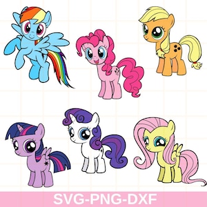 Little Pony Bundle Svg, Cutie Pony Unicorn Svg, Cute Unicorns Svg, Kawaii Svg, Cricut, Silhouette Vector Cut File