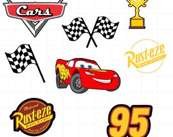 BUMPER STICKERS マックィーン　マックイーン カーズ ミニカー ライトニング・マックィーン SVG：カーズ アイロン転写ステッカー