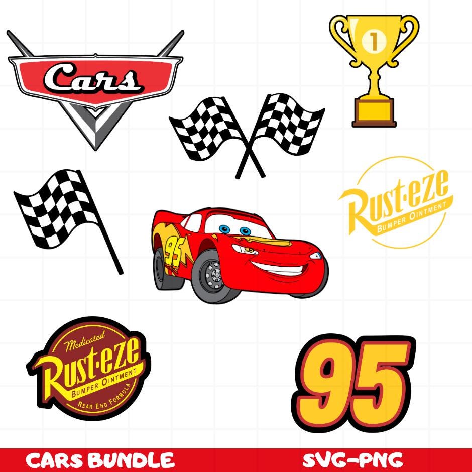 ライトニング・マックィーン SVG：カーズ アイロン転写ステッカー
