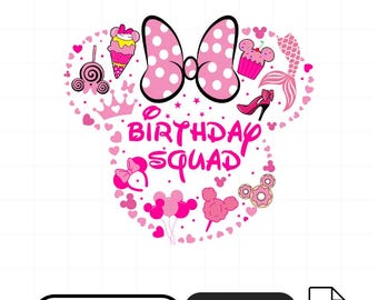 Birthday Squad Minnie Mouse PNG, Minnie Birthday Squad Shirt Design, Cricut Sublimation PNG, Pink Birthday Party, Instant Download