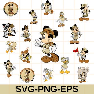 Mickey Animal SVG, Mickey Safari PNG, Mickey Safari Clipart, Mickey Digital Papers, Mickey Birthday, Animal Kingdom PNG, Animal Kingdom svg