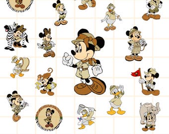Mickey Animal SVG, Mickey Safari PNG, Mickey Safari Clipart, Mickey Digital Papers, Mickey Birthday, Animal Kingdom PNG, Animal Kingdom svg