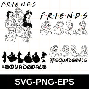 Prinzessin Friends Bundle, Prinzessin Png, Prinzessin Mädchen SVG, Prinzessin Mädchen Cricut-Dateien, Die Prinzessin