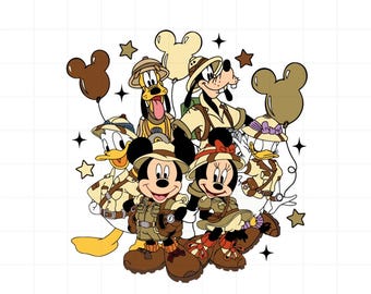 Safari Mickey Mouse Clipart: Jungle Adventure SVG PNG DXF (Digital Download
