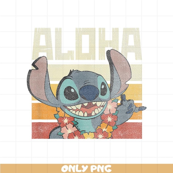 キャンバスアート Disneyスティッチ　ハワイアンレイ アロハ スティッチ PNG、ハワイアン ディズニー スティッチ昇華