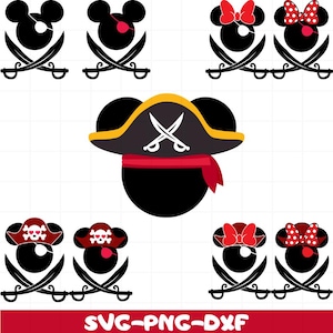 Mickey And Minnie Pirates Bundle Svg, Mickey Cruise Svg, Family Cruise Svg, Family Pirates PNG, Kawaii Svg, Cricut, Slhouette Vector File