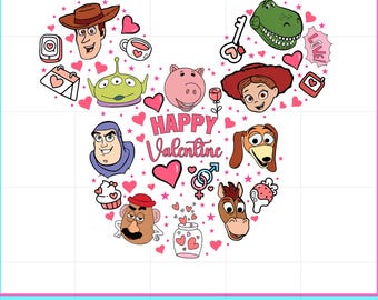 Toy Story Valentine SVG Cartoon Love Clipart Pack, Happy Valentine Design, February 14 Art, Sublimation PNG, Instant Download, EPS, Dxf