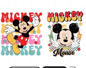 Mickey Mouse PNG Clipart, Disney Cartoon Digital Wall Art, Sublimation Printable File, Birthday Party Cricut Design, Instant Download
