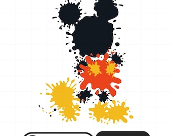 Mickey Mouse Ink Splatter PNG, Disney Sublimation Clipart, Cricut Silhouette Design, Birthday Party Shirt Iron On, Instant Download