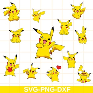 Pikachu Bundle Svg, Pokemon Birthday Svg, Birthday Party Svg, Cricut, Silhouette Vector Cut File