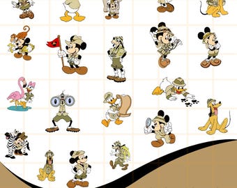 Mickey Safari SVG PNG EPS Bundle, Safari Mickey Clipart Set, Jungle Disney Cut Files for Cricut Silhouette, Instant Download