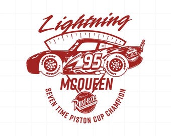 Lightning McQueen SVG PNG, Cars 95 Disney Clipart, Race Car SVG for Boys, Piston Cup Champion Cricut File, Rust-eze Red Design